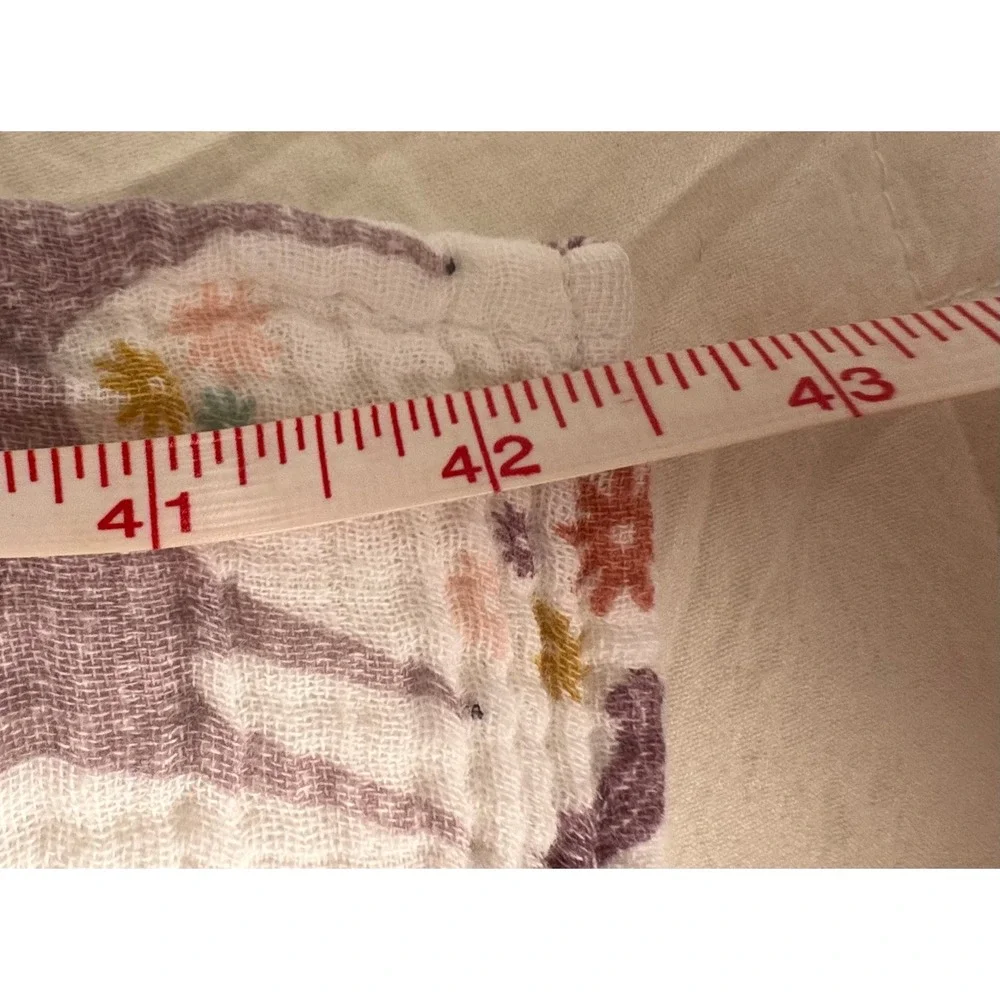 Lulujo Baby Cotton Muslin Swaddle Blanket Purple Unicorn Floral Print 46x42
